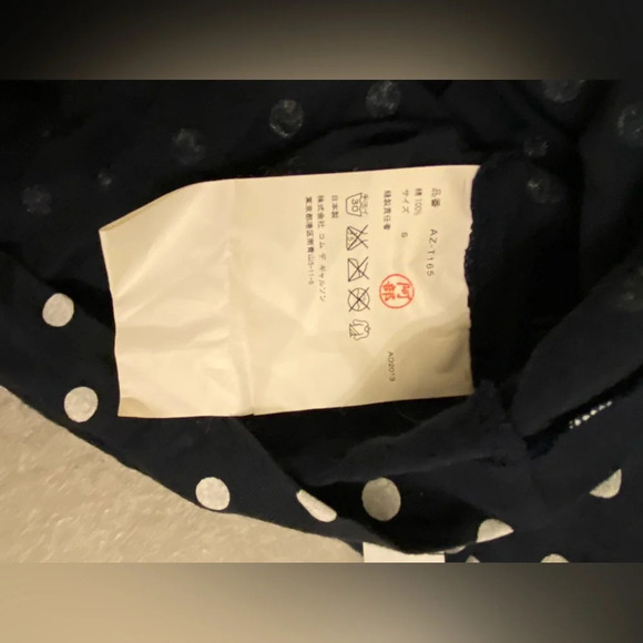 Comme Des Garcons PLAY Polka Dot Long Sleeve Tee White & Navy Size Small - Picture 8 of 9